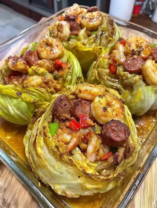 Keto Cajun Shrimp & Sausage Stuffed Cabbage